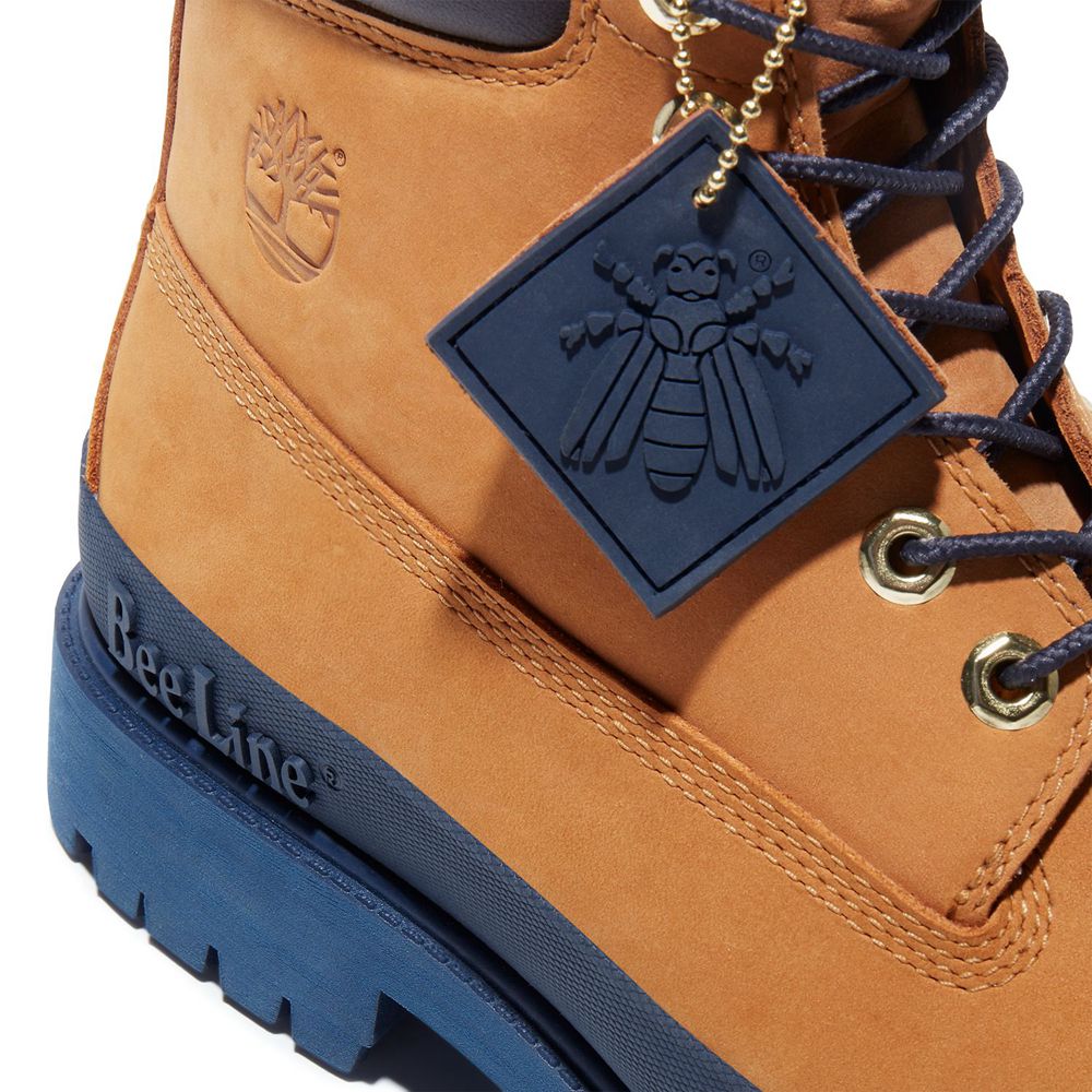 Timberland 6-Inch Μποτακια Ανδρικα Καφε/Σκουρο Μπλε - Bee Line X Waterproof Rubber Toe - Greece 7268